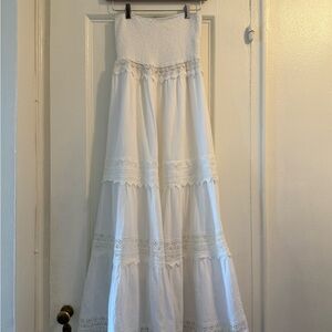 lulus white cotton and lace summer maxi dress size m